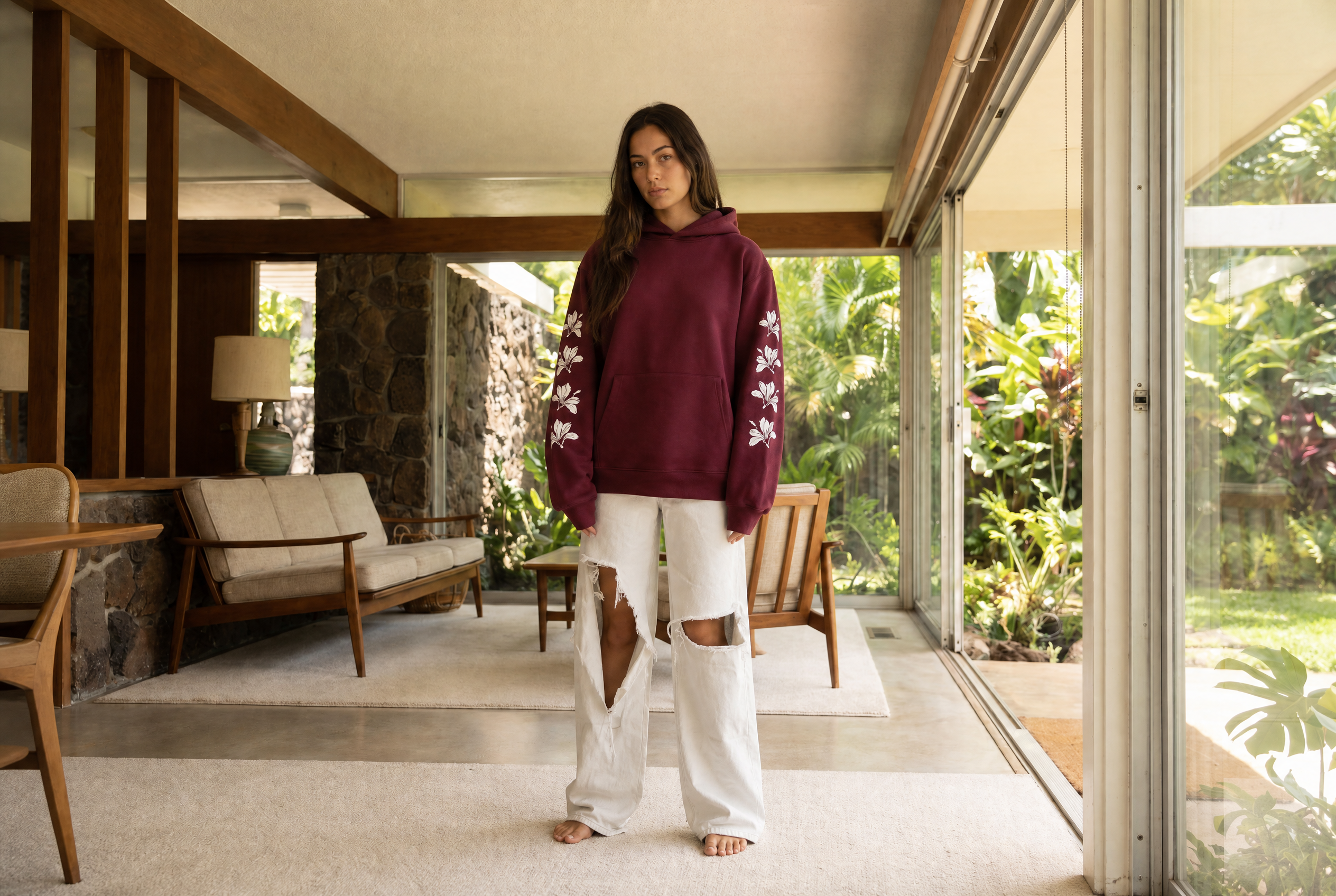 Make Lei Hoodie in Maroon