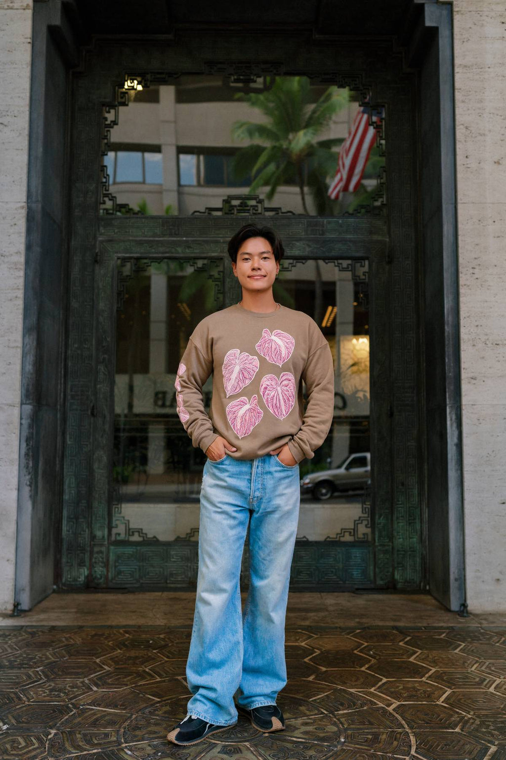 The Anthurium Edit Crewneck Sweater in Coffee