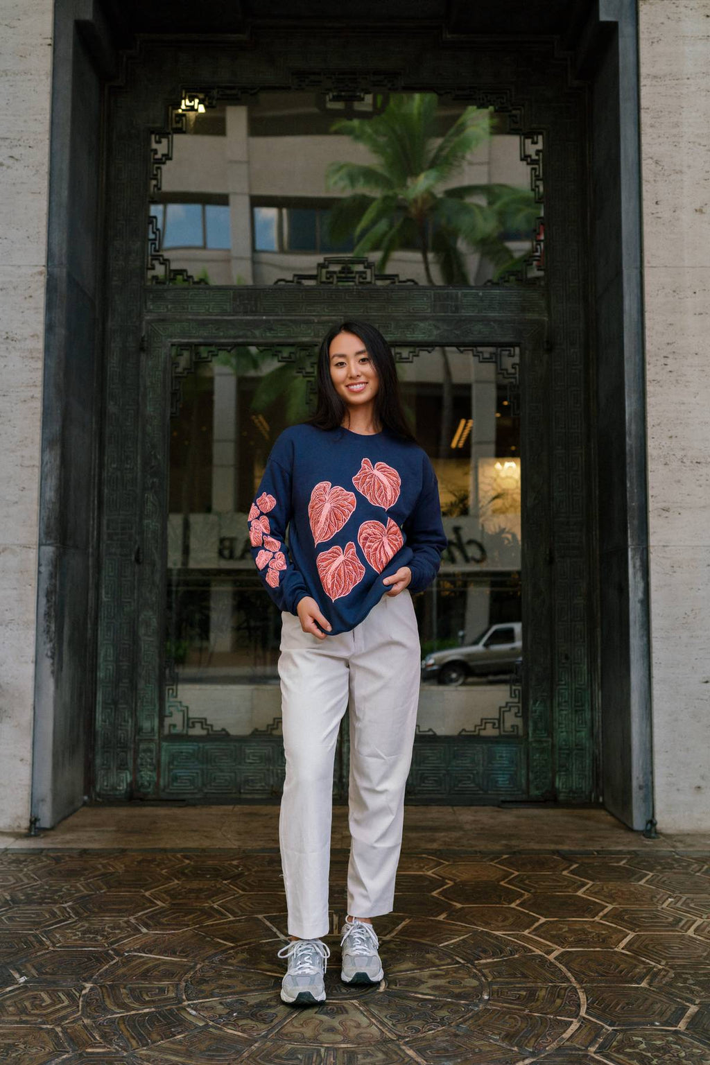The Anthurium Edit Crewneck Sweater in Hohonu Blue
