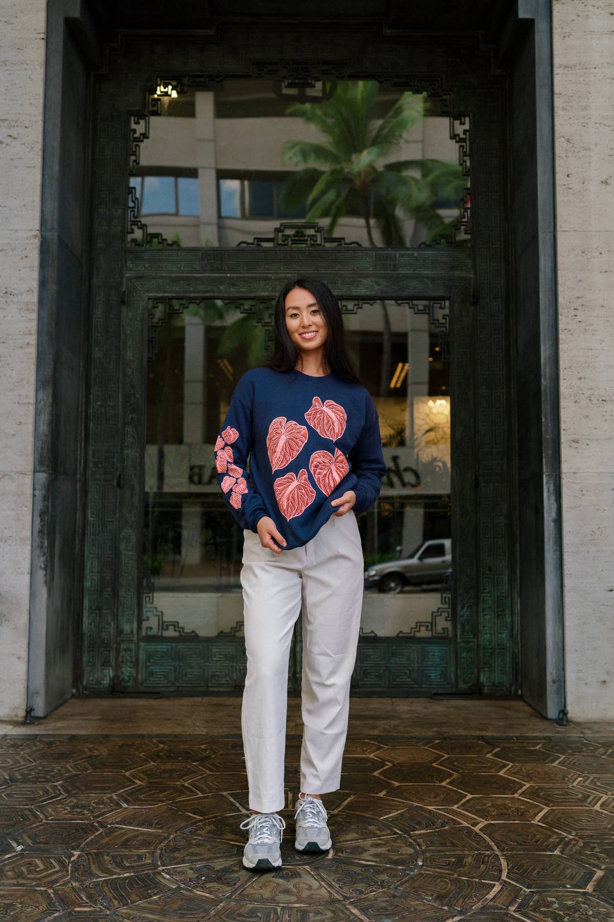 The Anthurium Edit Crewneck Sweater in Hohonu Blue