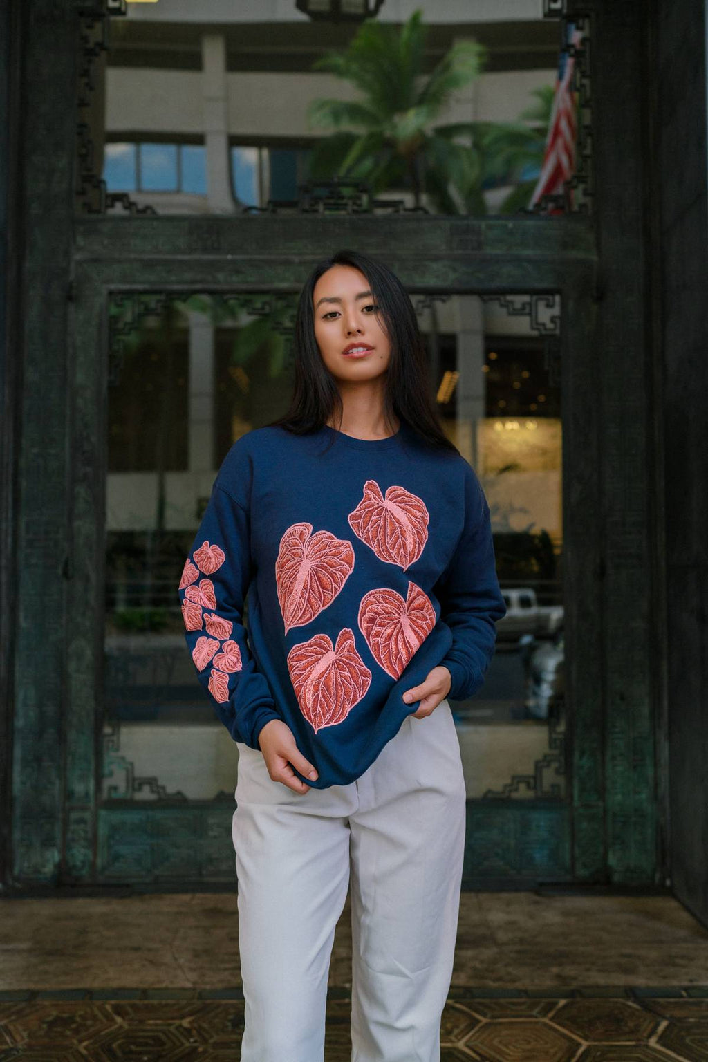 The Anthurium Edit Crewneck Sweater in Hohonu Blue