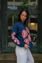 The Anthurium Edit Crewneck Sweater in Hohonu Blue