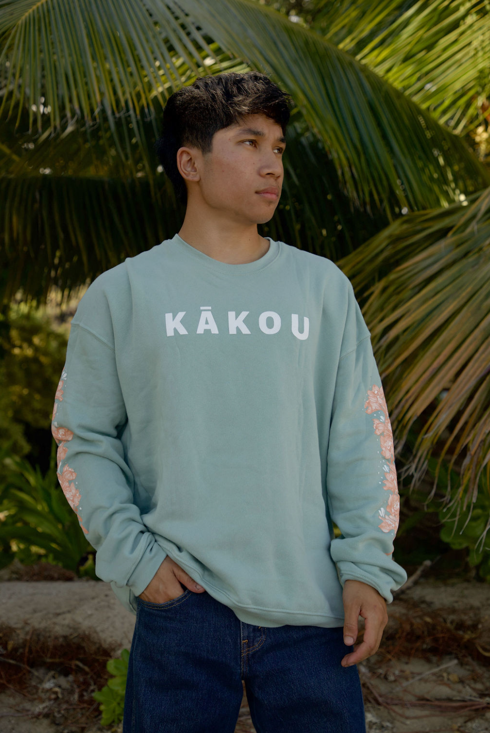 Downtown Hilo Crewneck Sweater in Seaglass